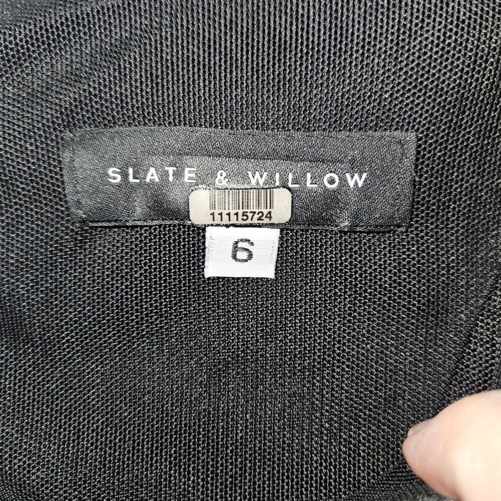 Slate & Willow Woven Flare Ruffle Hem Minimalist V-Neck Dress. Size 6/Small. - Picture 6 of 7